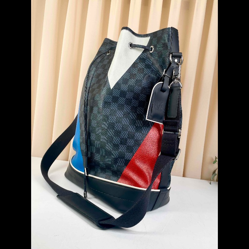 LV 路易威登限量款 棋盤格美洲杯男士手提單肩 水桶包 帶肩帶-2