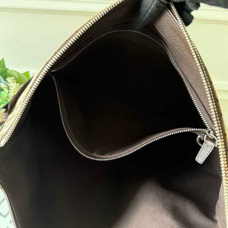 B 系列緹花布大款彎月肩背包/斜背包(米色)-7