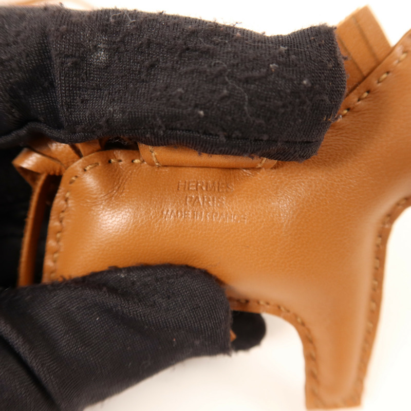 HERMES Milo皮革Rodeo PM掛飾Gold-4