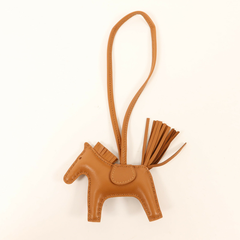 HERMES Milo皮革Rodeo PM掛飾Gold-6