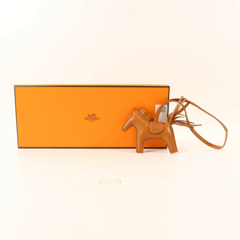 HERMES Milo皮革Rodeo PM掛飾Gold-9