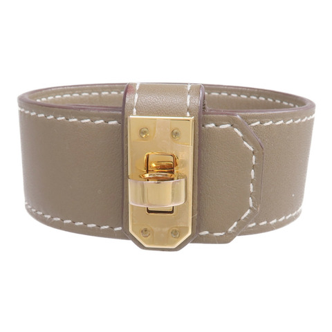 HERMES Swift皮革Kelly Twist金扣手帶Etoupe