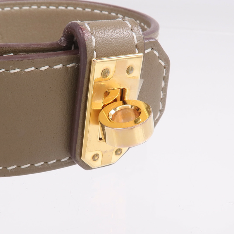 HERMES Swift皮革Kelly Twist金扣手帶Etoupe-4