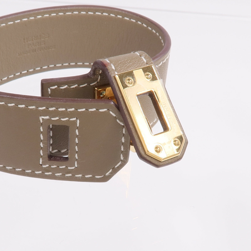 HERMES Swift皮革Kelly Twist金扣手帶Etoupe-5