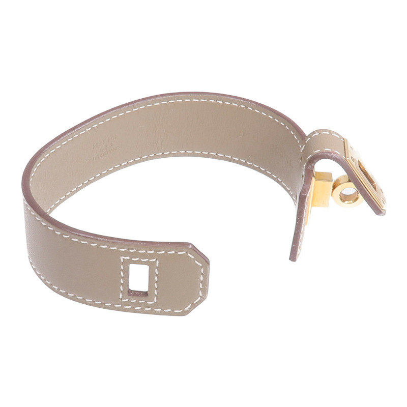 HERMES Swift皮革Kelly Twist金扣手帶Etoupe-6