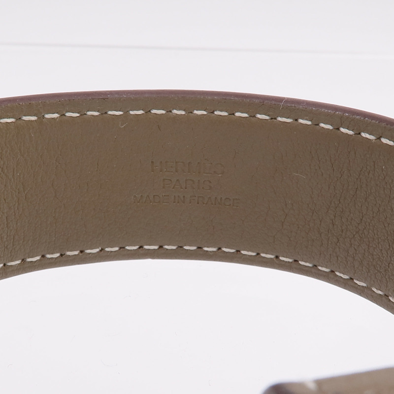 HERMES Swift皮革Kelly Twist金扣手帶Etoupe-7