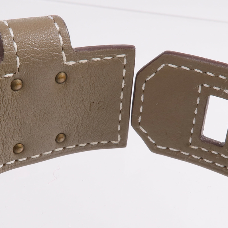 HERMES Swift皮革Kelly Twist金扣手帶Etoupe-9