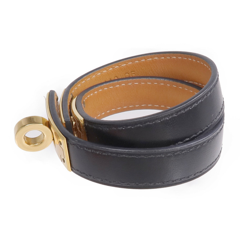 HERMES Swift皮革Kelly Double Tour金扣手帶Noir-1