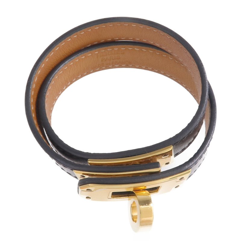 HERMES Swift皮革Kelly Double Tour金扣手帶Noir-3