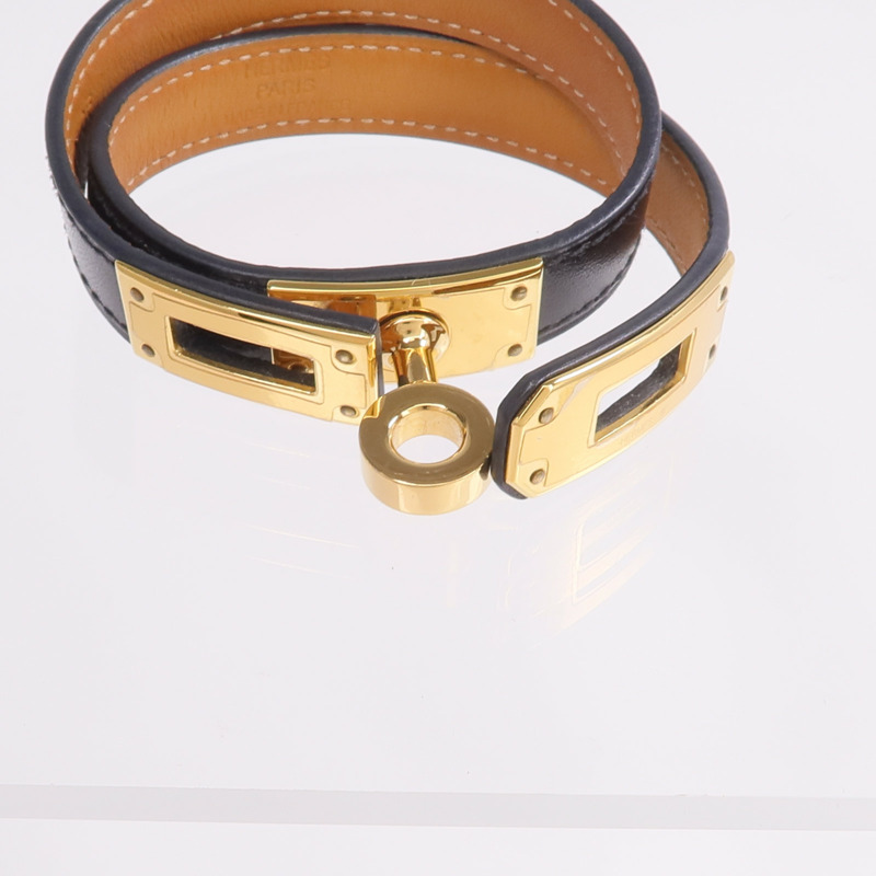 HERMES Swift皮革Kelly Double Tour金扣手帶Noir-5