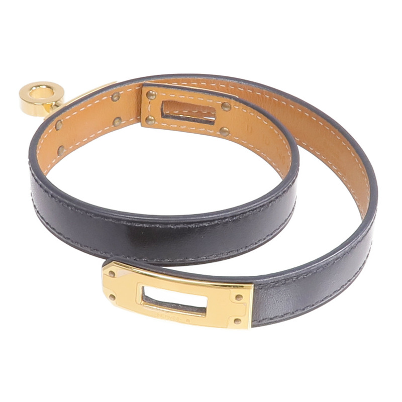 HERMES Swift皮革Kelly Double Tour金扣手帶Noir-6