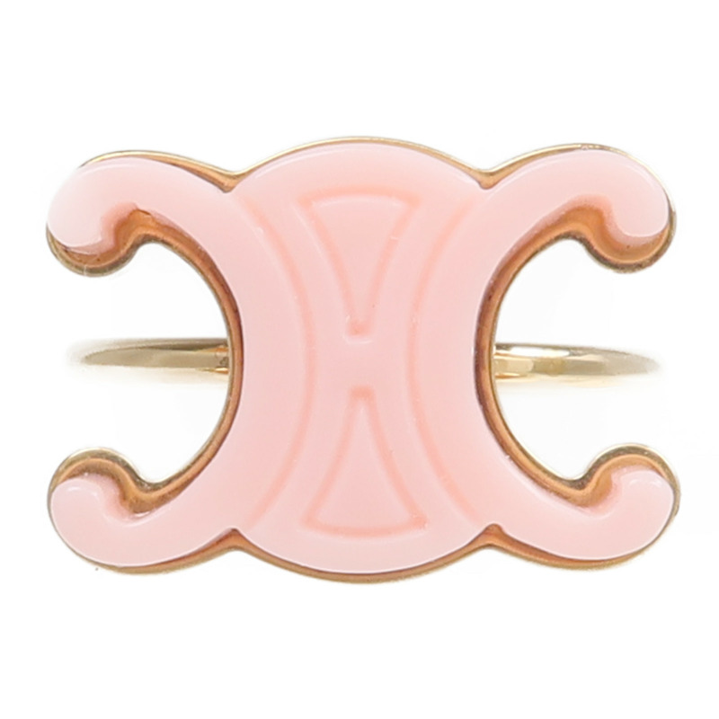 CELINE 金屬/有機玻璃Baby Triomphe Ring戒指US#6-1