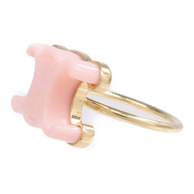 CELINE 金屬/有機玻璃Baby Triomphe Ring戒指US#6-2