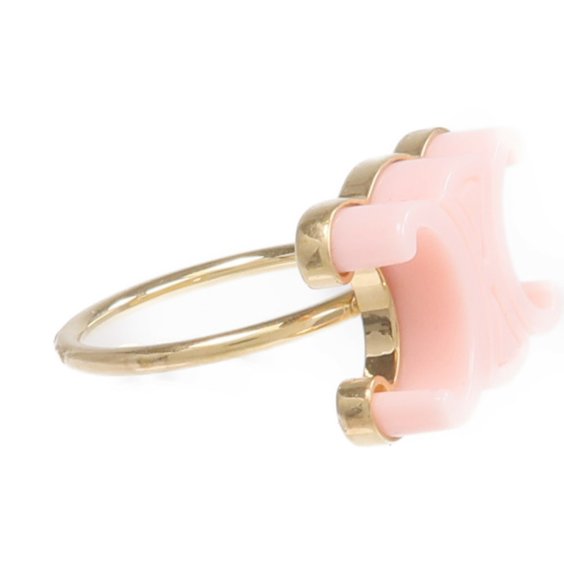 CELINE 金屬/有機玻璃Baby Triomphe Ring戒指US#6-3