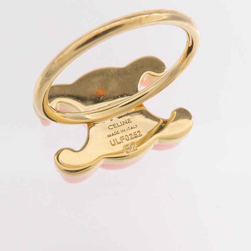 CELINE 金屬/有機玻璃Baby Triomphe Ring戒指US#6-4