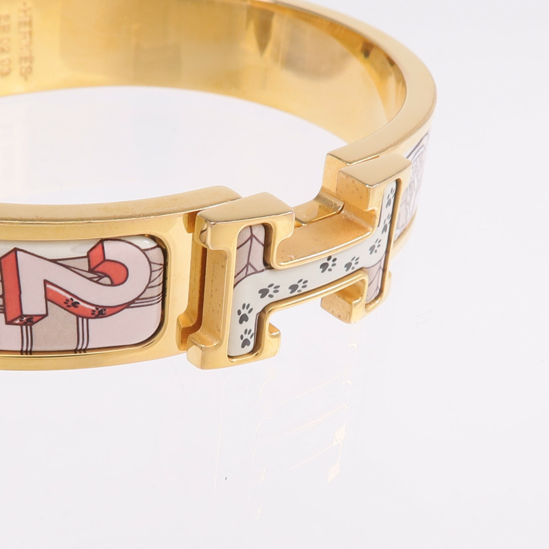 HERMES 金屬/琺瑯Clic H Bracelet金扣手帶-4