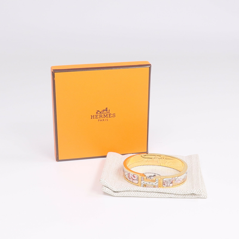 HERMES 金屬/琺瑯Clic H Bracelet金扣手帶-9