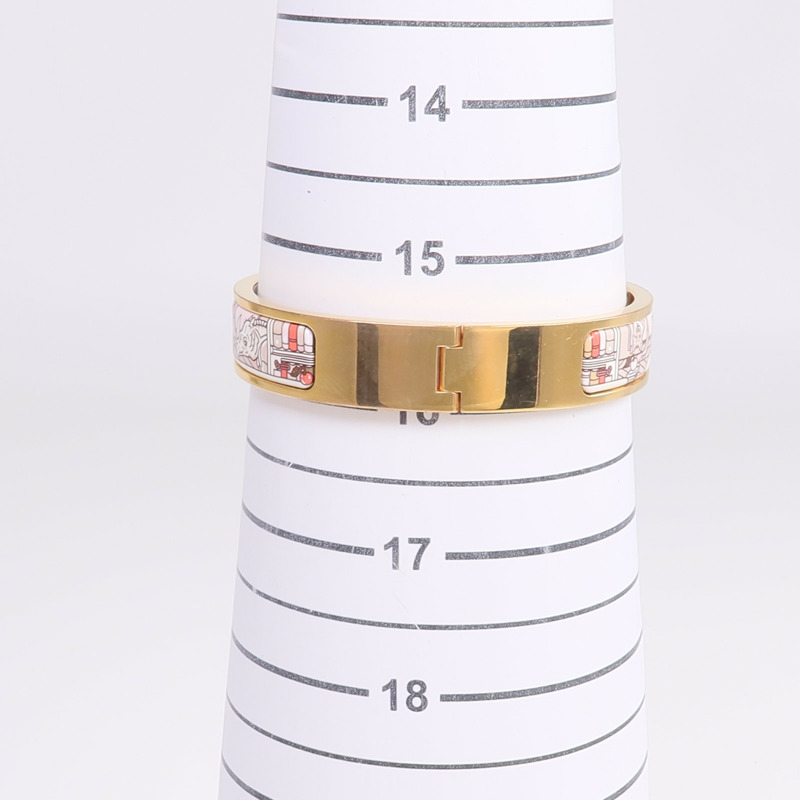 HERMES 金屬/琺瑯Clic H Bracelet金扣手帶-10