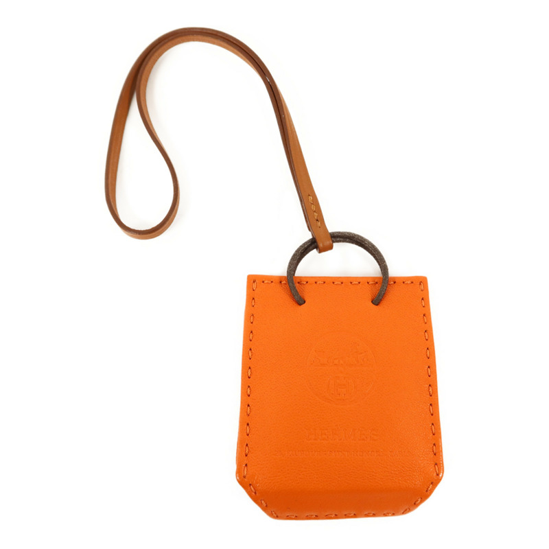 HERMES Milo皮革/Swift皮革Sac Orange Charm掛飾-1