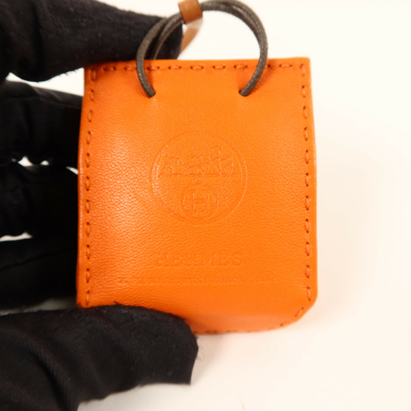 HERMES Milo皮革/Swift皮革Sac Orange Charm掛飾-4