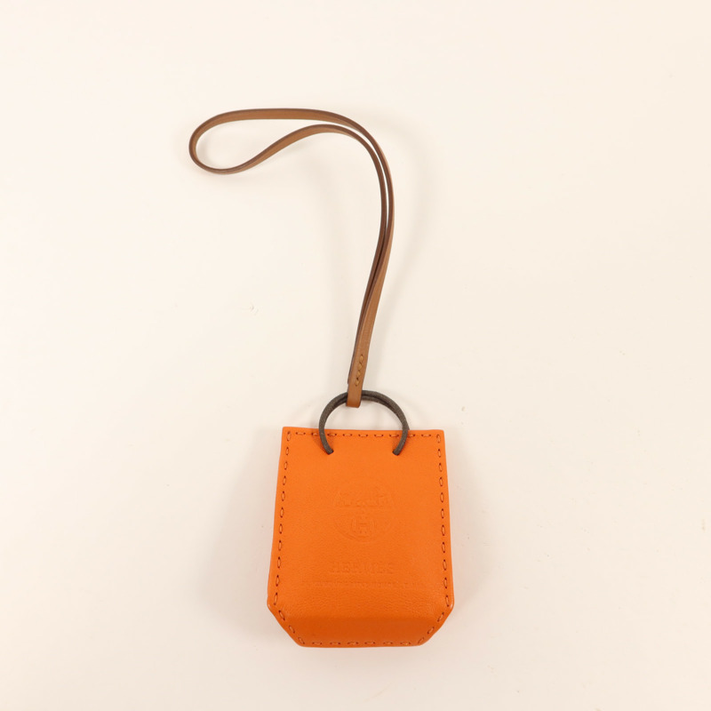 HERMES Milo皮革/Swift皮革Sac Orange Charm掛飾-7