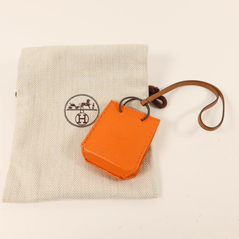 HERMES Milo皮革/Swift皮革Sac Orange Charm掛飾-8