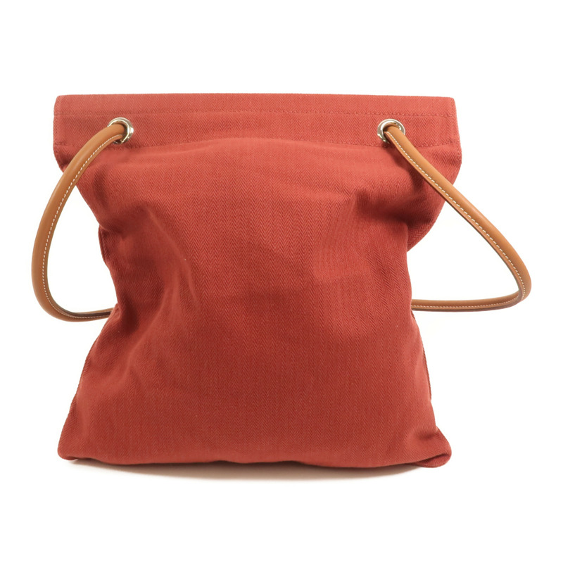 HERMES 帆布/Swift皮革Aline銀扣肩背袋Rouge H-1