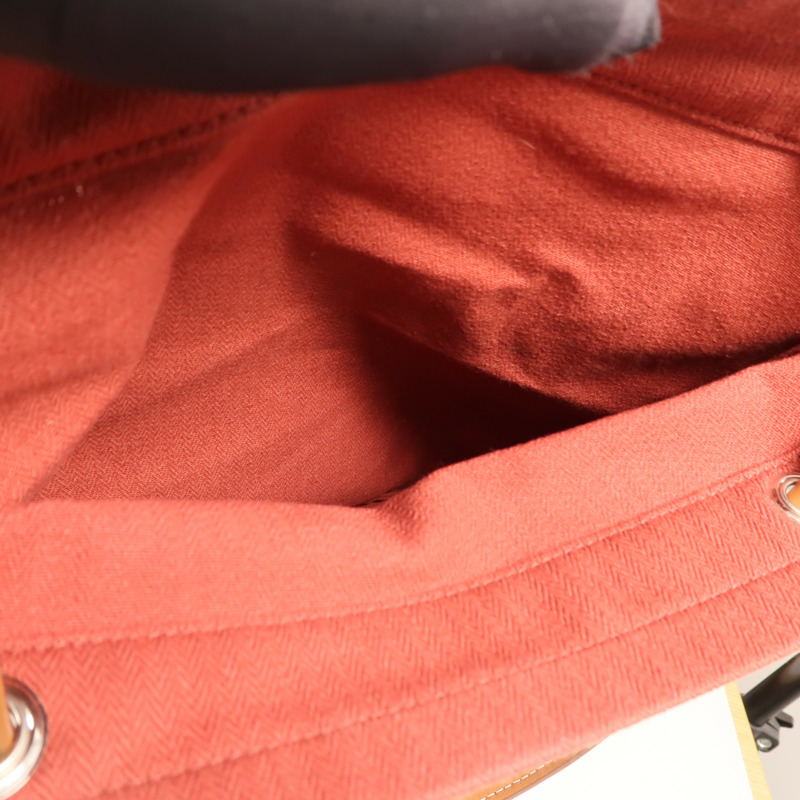 HERMES 帆布/Swift皮革Aline銀扣肩背袋Rouge H-4