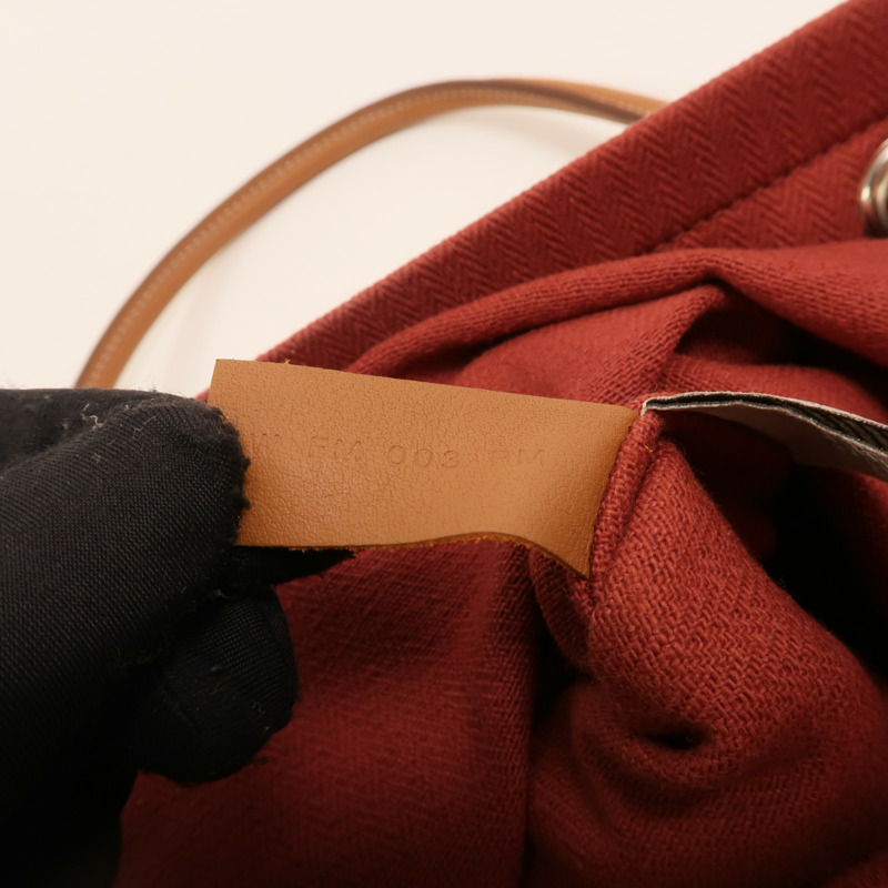 HERMES 帆布/Swift皮革Aline銀扣肩背袋Rouge H-5