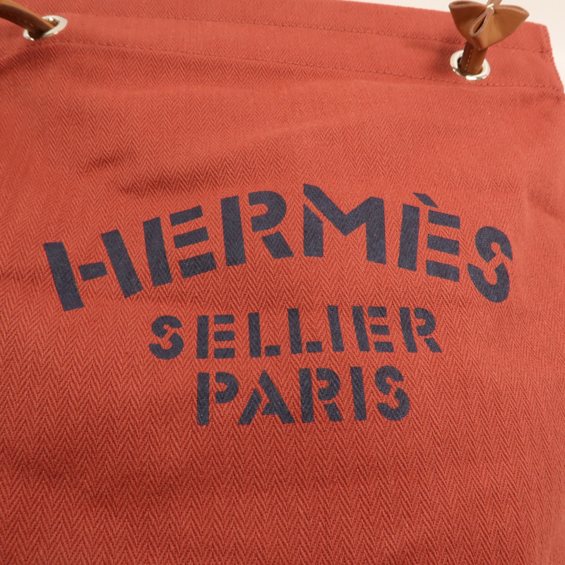 HERMES 帆布/Swift皮革Aline銀扣肩背袋Rouge H-8