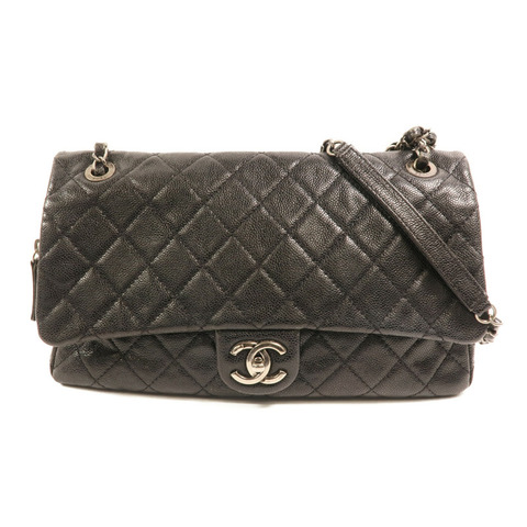 CHANEL 牛皮皮革Chain Shoulder銀扣鏈帶肩背袋