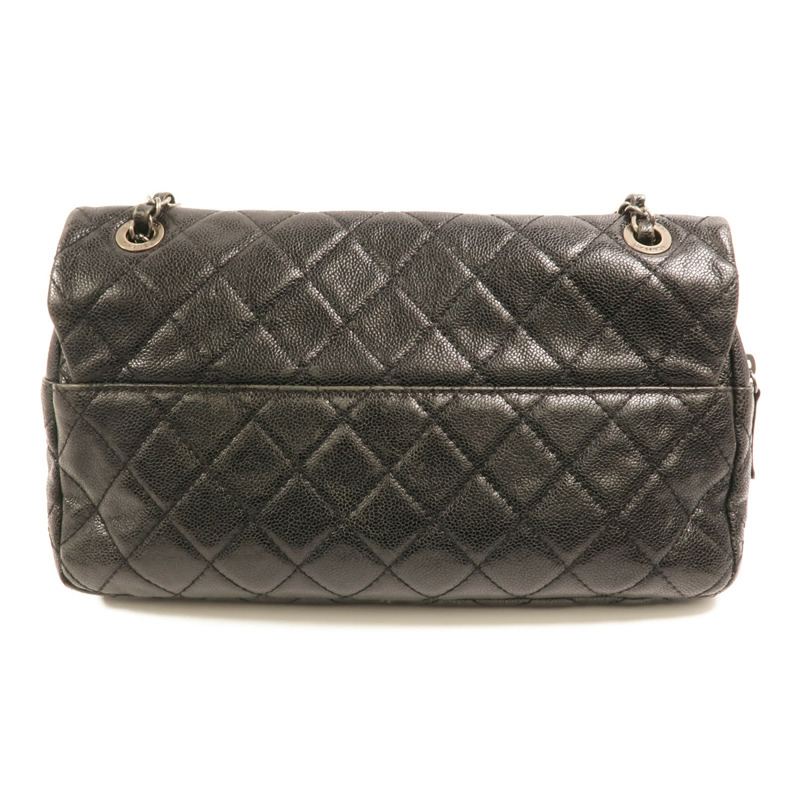 CHANEL 牛皮皮革Chain Shoulder銀扣鏈帶肩背袋-1