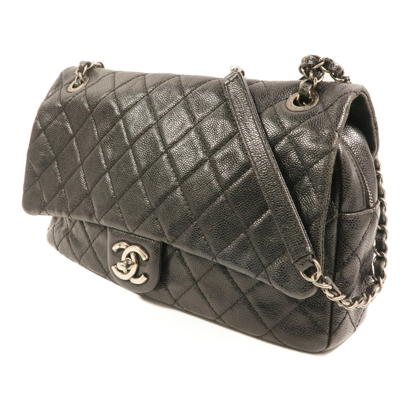 CHANEL 牛皮皮革Chain Shoulder銀扣鏈帶肩背袋-2