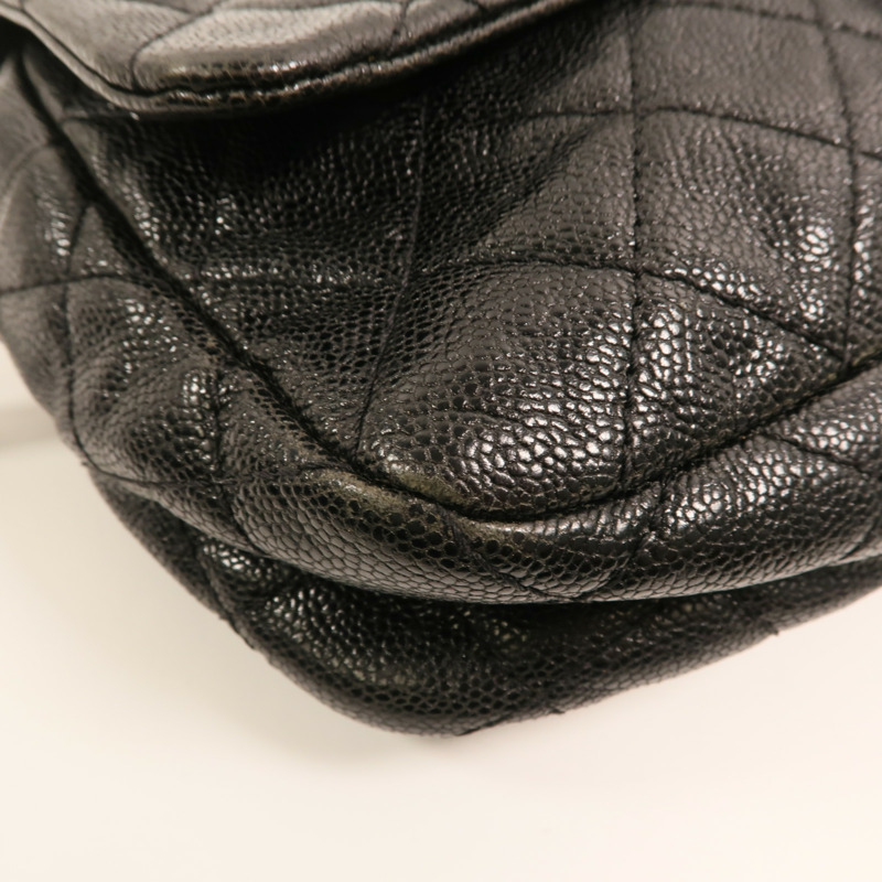 CHANEL 牛皮皮革Chain Shoulder銀扣鏈帶肩背袋-11