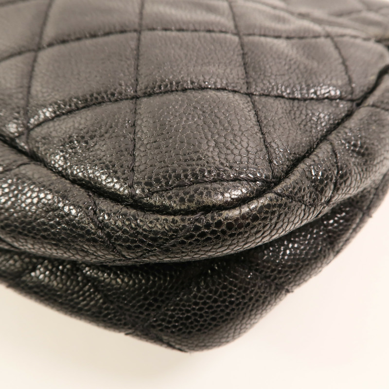 CHANEL 牛皮皮革Chain Shoulder銀扣鏈帶肩背袋-12