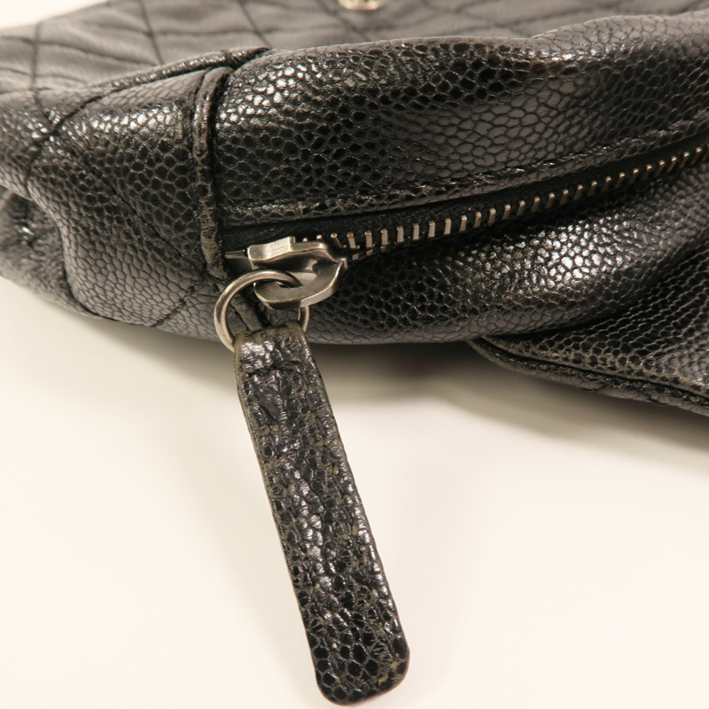 CHANEL 牛皮皮革Chain Shoulder銀扣鏈帶肩背袋-14