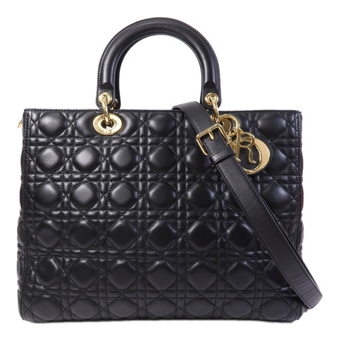 Dior 羊皮皮革Lady Dior GM金扣手挽肩背兩用袋