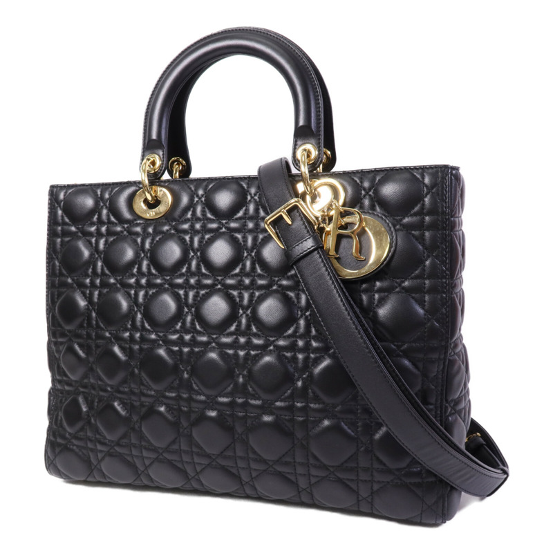 Dior 羊皮皮革Lady Dior GM金扣手挽肩背兩用袋-2