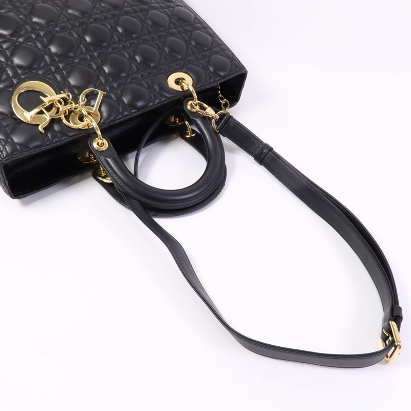 Dior 羊皮皮革Lady Dior GM金扣手挽肩背兩用袋-8