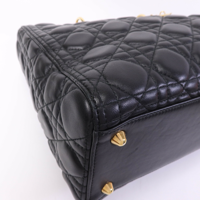 Dior 羊皮皮革Lady Dior GM金扣手挽肩背兩用袋-10