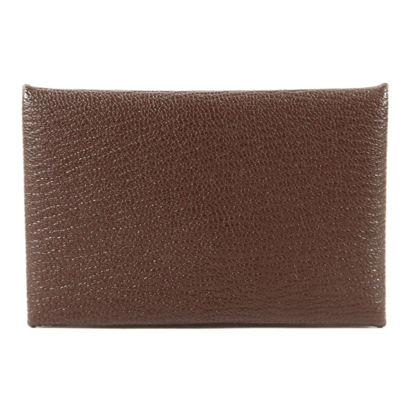 HERMES Chevre皮革Calvi Card Case銀扣卡片套Terre-1