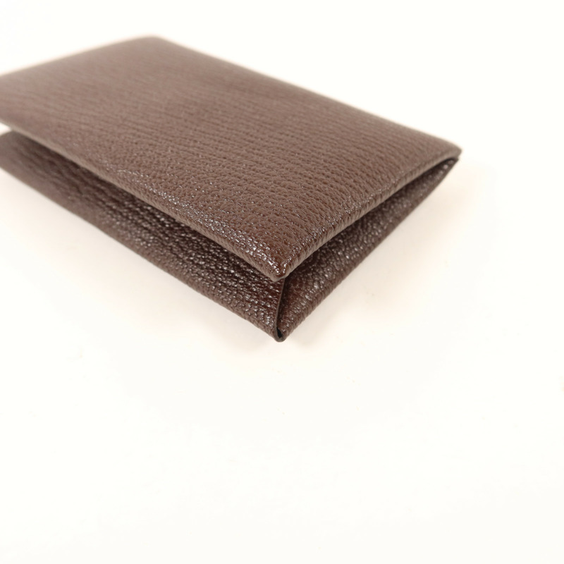 HERMES Chevre皮革Calvi Card Case銀扣卡片套Terre-10