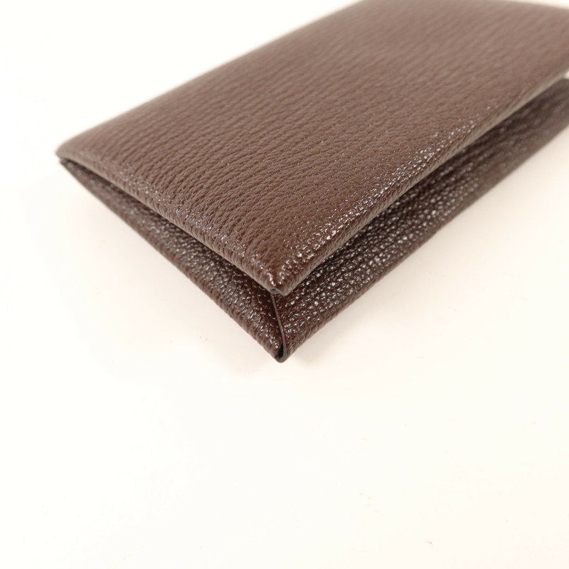 HERMES Chevre皮革Calvi Card Case銀扣卡片套Terre-11