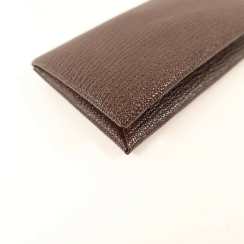 HERMES Chevre皮革Calvi Card Case銀扣卡片套Terre-13