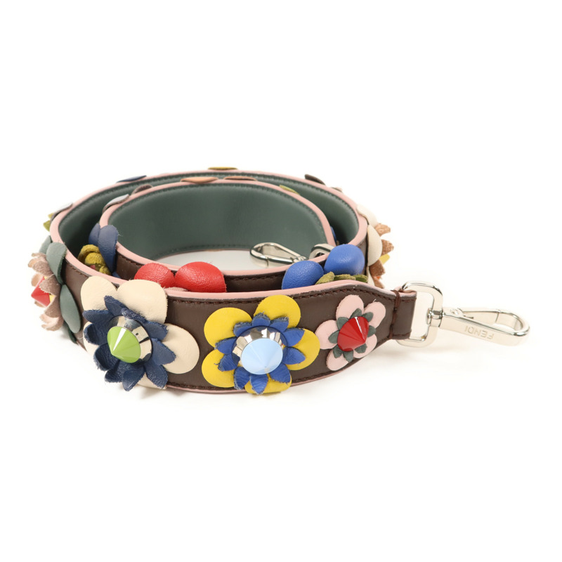 FENDI 牛皮皮革Shoulder Strap銀扣肩帶-3