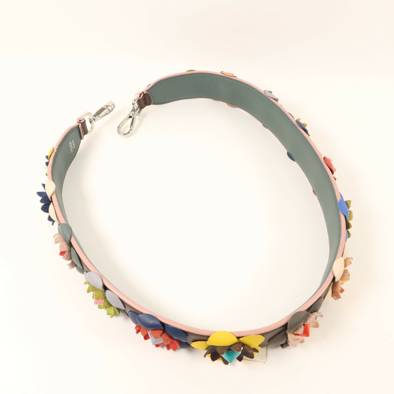 FENDI 牛皮皮革Shoulder Strap銀扣肩帶-4