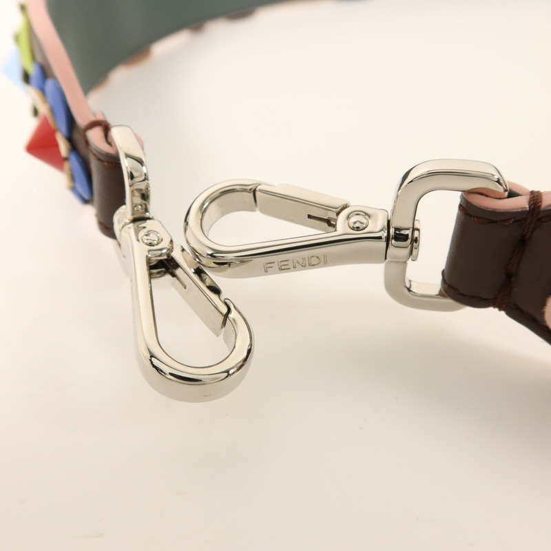 FENDI 牛皮皮革Shoulder Strap銀扣肩帶-5