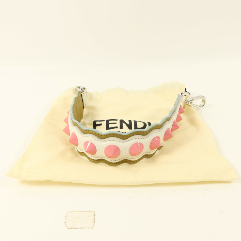 FENDI 牛皮皮革Hand Strap銀扣手挽帶-7