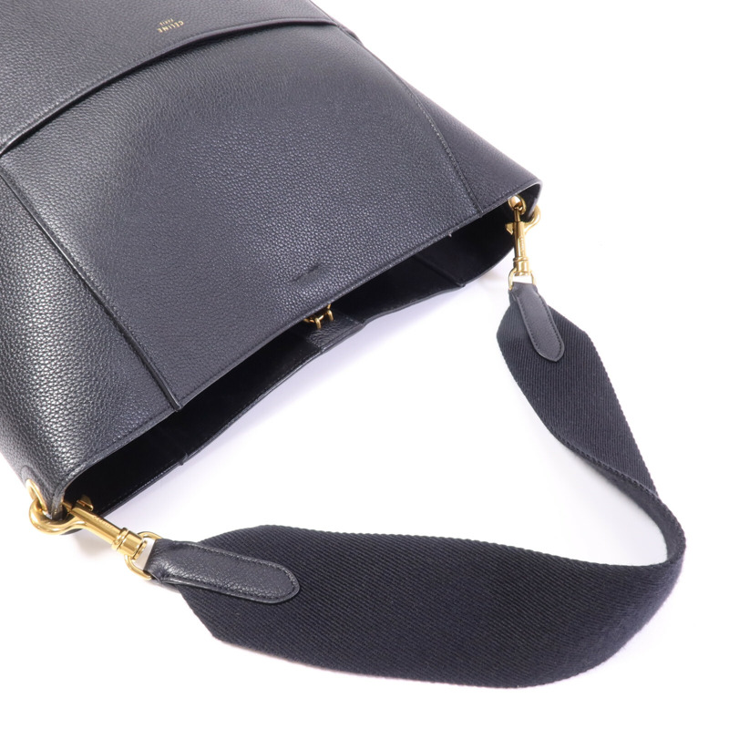 CELINE 牛皮皮革Sangle Bucket Large金扣肩背袋-8