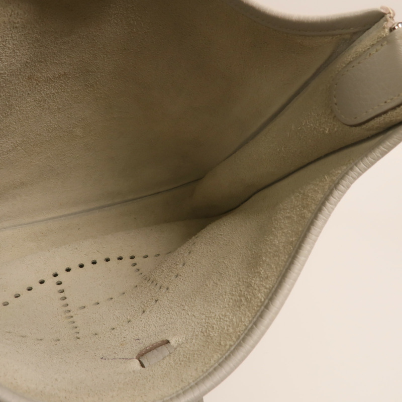 HERMES Clemence皮革Evelyne PM銀扣肩背袋Gris Perle-4